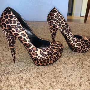 Bebe cheetah print heels